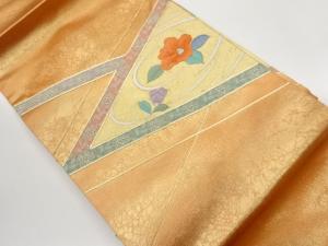 銀駒刺繍花々に紗綾形模様名古屋帯